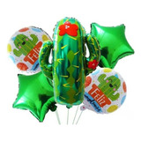 Bouquet 5globos Cactus Fiesta Mexicana 65cm+4metalizados45cm