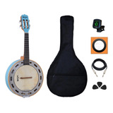 Kit Banjo Rozini Profissional Com Equalizador Azul Completo