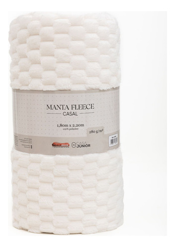 Manta Fleece Queen Tapetes Junior Branco