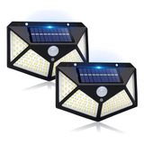 Luz Solar De Seguridad Exterior 100 Led Impermeable 2 Piezas