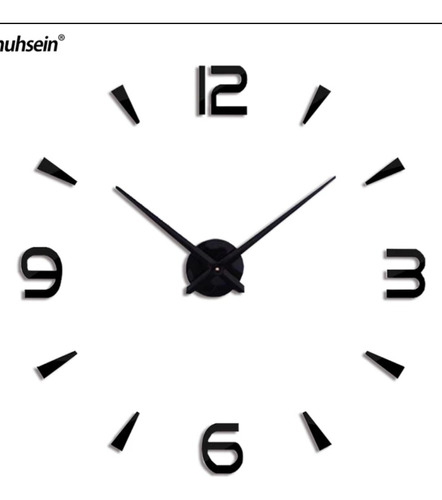 Reloj De Pared 3d Grande Color Negro 