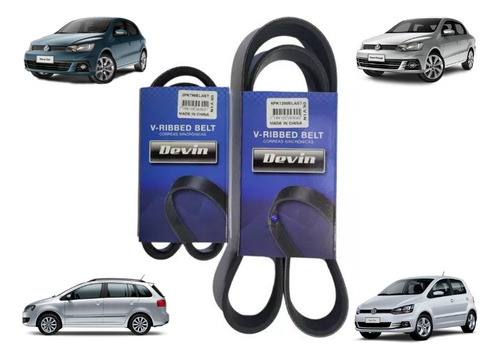 Kit Correas Poli V Elasticas Vw Gol Trend Suran Voyage Fox 