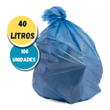 Saco De Lixo 40 Lt Litros Azul 100 Unidades