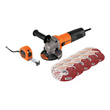 Esmeriladora 4-1/2 750w 10discos Y Flexómetro Truper 101526 Color Naranja