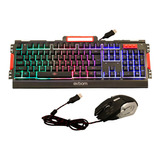 Kit Gamer Teclado + Mouse Led Metal Abnt Semi-meca