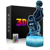 Lampara 3d Night Light Jugador Basquetbol Con Control Remoto