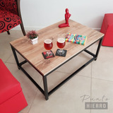 Mesa Ratona Industrial Hierro Y Madera 90x60 