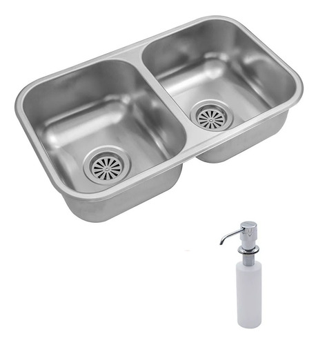 Bacha Cocina Doble Cc28/18 Pileta Johnson Acero Inox +disp.