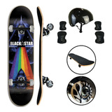 Skate Montado + Kit Proteção E Capacete Suporta Até 100kg