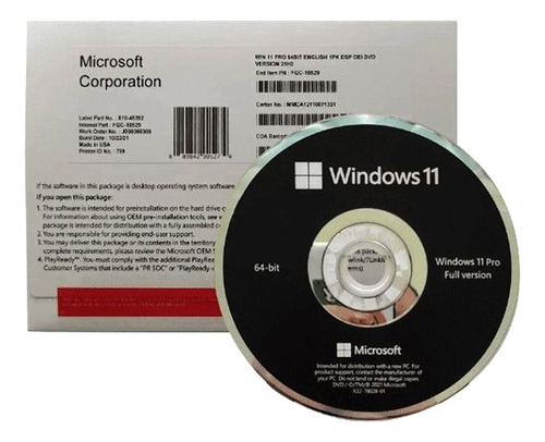 Licencia Fisica Windows 11 Pro 64bit Español Latino Dvd