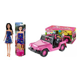 Muñeca Barbie Básica Mattel Azul Original + Jeep Barbie