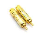 Kit 2 Conector Plug Rca Unite Dourado Gold Profissional