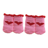 Calcetines Para Perros Corazon Rosas Mascotas Talla M