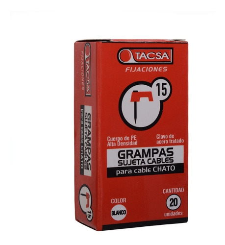 Grampas Sujeta Cable Tacsa N° 15 Clavo De Acero Caja X20u