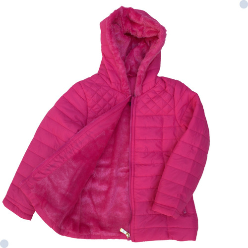 Jaqueta Infantil Feminina Bobojaco De Nylon Com Capuz Frio