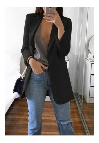 Blazer Abrigo Mujer Manga Larga Abrigo Oficina Chamarra