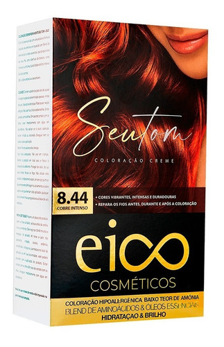 Coloração Creme Eico Seu Tom 40g Tom 8.44 Cobre Intenso