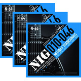 Kit 3 Encordoamentos Guitarra N64 Nig 010