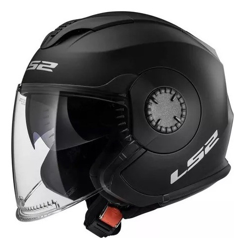 Casco Abierto Moto Ls2 570 Verso Negro Mate Doble Visor Xl