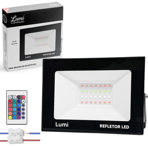 Refletor Super Micro Led Holofote Pro 100w Bivolt Prova D'água Cor Da Luz Colorido Rgb Lumi