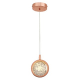 Luminária Pendente Saturno Cristal Redondo Rose Gold