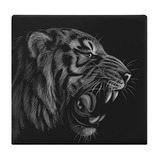Black And White Tiger Portrait Seat Cushion With Memory Foam