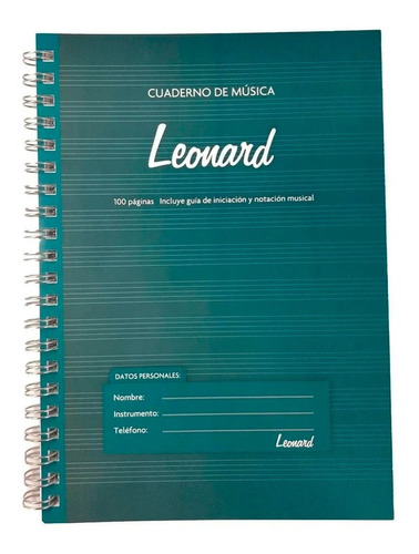 Cuaderno Pentagramado Leonard A4 Espiralado De 50 Hojas