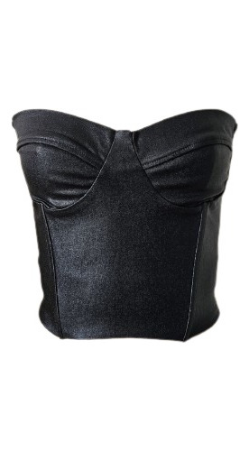 Top Crop Bustier Taza Corset Armado Metalizado Noche Sexy