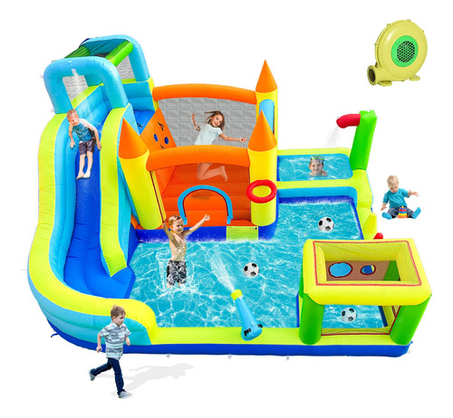 Welandfun Parque De Tobogan Acuatico Inflable Con Piscina Pa