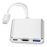 Adaptador Tipo C, Convertidor  Hdmi 4k-usb 3.0 Y Tipo C 3en1