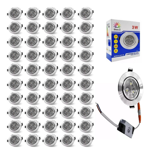 Empotrado Plafon Led 3w Spot Satinado Luz Blanca 50 Piezas