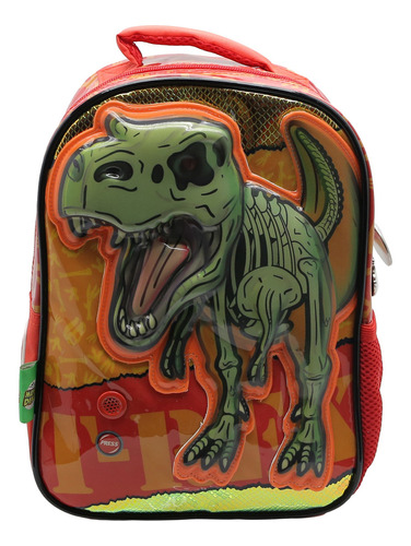 Mochila 12 PuLG Espalda Dinosaurio C/sonido Int Di102 Cresko Color Naranja Diseño De La Tela Dinosaurio Naranja