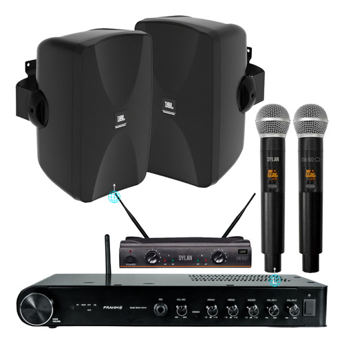 Kit Som Para Karaokê Na Smart Tv Amplificador + Mic + Caixas