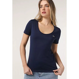 Remera De Mujer Lacoste En Algodón Con Cuello Bote Tf2934