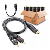 30pcs Cabo Som Y 2 Rca Macho 1 Rca Fêmea Dourado 20cm