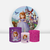 Kit Painel Redondo 1,50 Trio Capas De Cilindro Em Tecid F Cor Princesa Sofia Disney