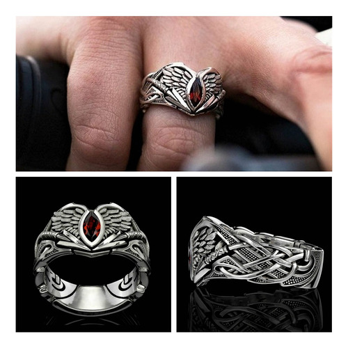 Anillos Plateados Para Hombre, Diseño De Alas De Ángel, Nuev