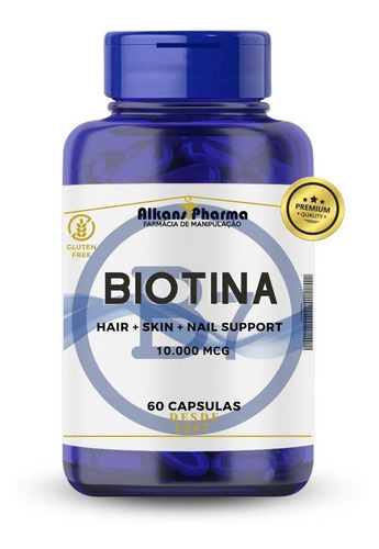 Biotina Vitamina B7 10.000 Mcg 60 Caps 100% Original