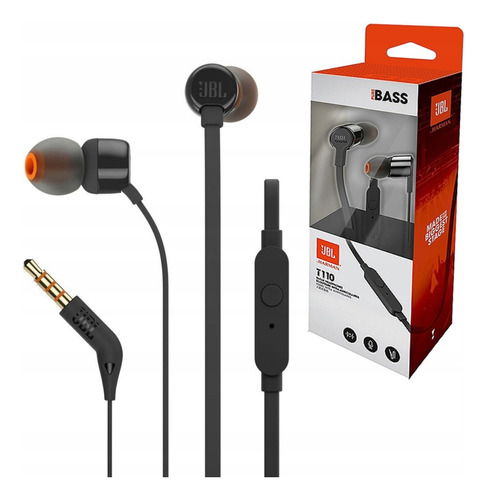 Fone De Ouvido In-ear Jbl Tune 110 Jblt110 X1 Unidades Black