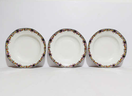 Juego 3 Platos Hondos Porcelana  Limoges B & Cie De 24,5 Cm