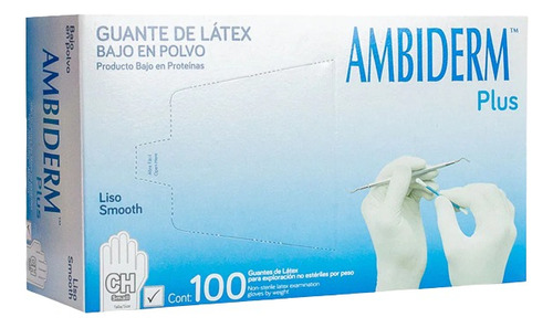 Guantes Ambiderm Látex Plus Varios Colores 100 Piezas