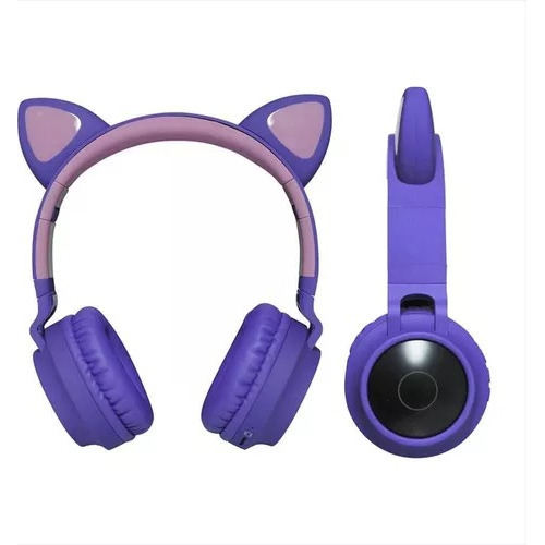 Audífonos Diadema Bluetooth Fm Micro Orejas De Gato Y Luces