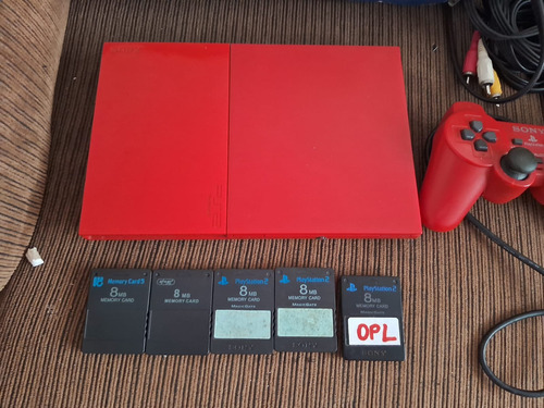 Sony Playstation 2 Slim Limited Edition Cor  Crimson Red
