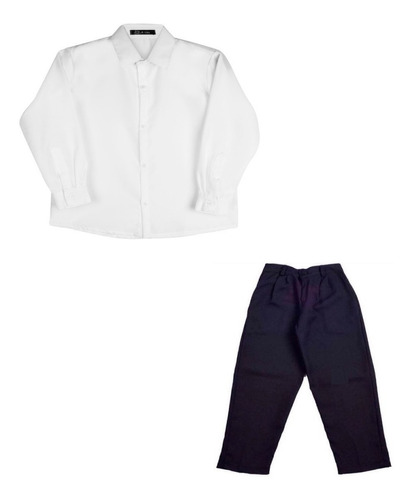 Calça Social Juvenil Oxford + Camisa Manga Longa Branca Luxo