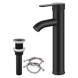 Grifo Lavabo Alto Negro Mate Con Desagüe Emergente