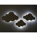Nuvem Luminária Kit 3 Nuvens Com Led Em Mdf Branco 
