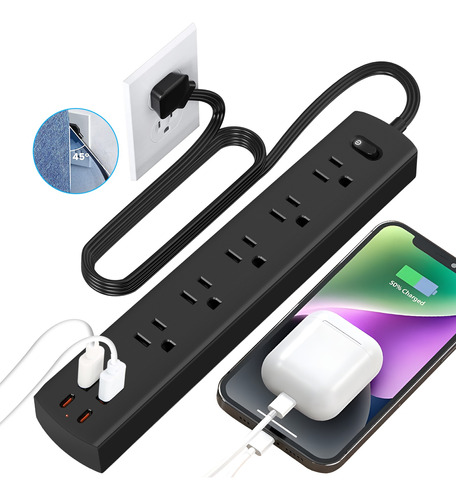 Adaptador De Pared Multicontactos Regleta 5 Enchufe Y 4 Usb