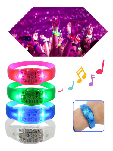 Pulseira De Led Pisca Pisca Ativada Por Som E Música