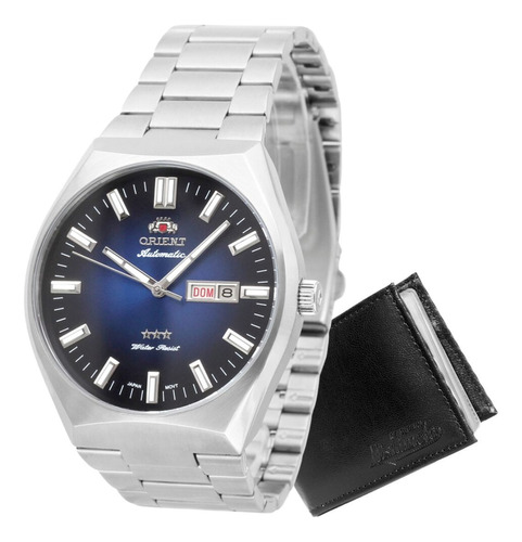 Relógio Orient Masculino Automático 469ss086 D1sx Azul Aço