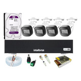 Kit 4 Cameras Intelbras 1130 Dvr 4ch Mhdx 1004c C/ 1t Puprle